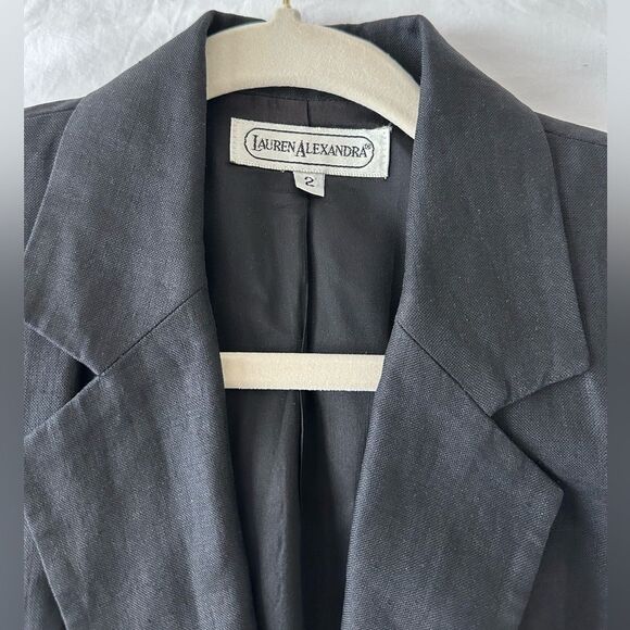 Vintage Lauren Alexandra Black Linen Blazer Women’s Size 2 - Picture 4 of 6